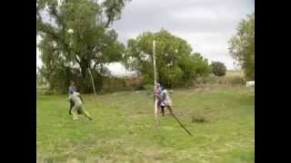 Beautiful Simplicity on a Free State farm: labourers are playing "Country" Volleyball!