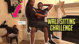 WALL SITTING CHALLENGE *GETS CRAZY* ? #challenges #wallsittingchallenge