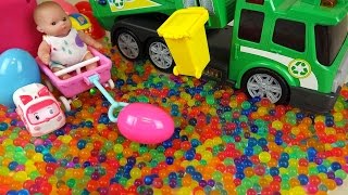 Baby doll and Dirt cart Surprise eggs color candy Kinder Joy toys