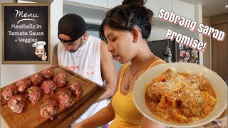 EASY AT MASARAP NA MEATBALLS IN TOMATO SAUCE + VEGGIES | COOKING VLOG #5 | PINAY SPANISH COUPLE