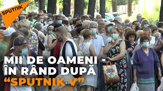 Mii de oamenii au stat în rând pentru a se vaccina cu «Sputnik V» la Chișinău