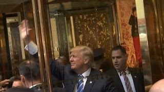Raw: Trump Greets Supporters Outside Trump Tower