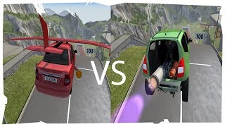 ACELERANDO NO MAXIMO NA RAMPA,CARRO COM ASA VS CARRO COM JATO! BEAMNG DRIVE!