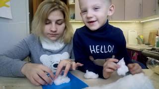 Звёздный белый мишка ,аппликация из ваты