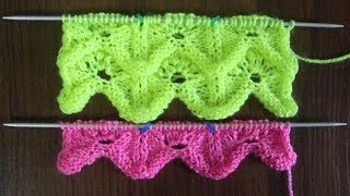 Узор волны. Волны спицами. Вязание узора спицами. (pattern Waves)