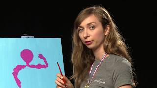 Lauren Lapkus Paints Herself As A Bodybuilder with The Shirtless Painter