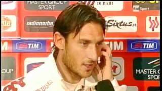 INTERVISTA POST-PARTITA FRANCESCO TOTTI BARI-ROMA 2-3 206 GOL IN SERIE A SUPERA R.BAGGIO