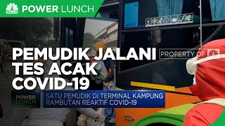 Pemudik Jalani Tes Acak Covid-19 di Kampung Rambutan