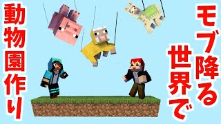 モブ降るスカイブロックでやっと!?天空動物園建築着手!!【マイクラ･赤髪のとも】4