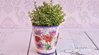 Decoupage krok po kroku - doniczka ze spękczem jednoskładnikowym