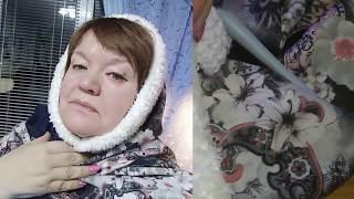 Шапка платок с вязанным мехом