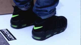 NIKE AIR MORE UPTEMPO "BLACK/VOLT"- ON FEET EDITION @ EXCLUCITY