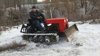 самодельный мини трактор на гусеницах заготовка дров MINI DOZER