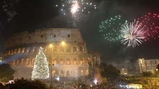 Rome celebrates New Year with fireworks, river dive