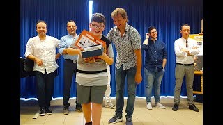 Три юных гармониста на конкурсе в Италии (Игорь Завадский - в жюри), 16.06.2019