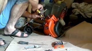 ТРИМЕР Патриот PT 3045 # полная разборка.ПОЧЕМУ ГЛОХНЕТ на высоких оборотах.