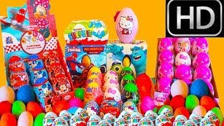 100 Kinder Surprise Eggs Unboxing 1 Hour MAXI COMPILATION Giant Peppa Pig Hello Kitty Cars HD