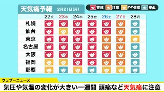 気圧や気温の変化が大きい一週間　広く頭痛など「天気痛」に注意