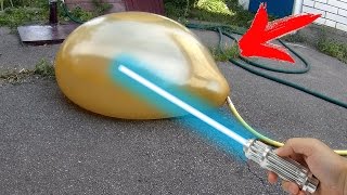 ЧТО ЕСЛИ ОГРОМНЫЙ ЗОЛОТОЙ  ШАР С ВОДОЙ ПРОЖЕЧЬ ЛАЗЕРОМ ?!
