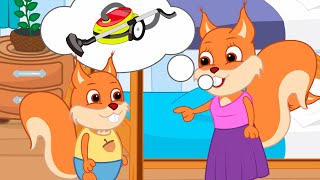 Famille d'Écureuil - Nettoyage De La Chambre Des Enfants Animé 2022 en Français