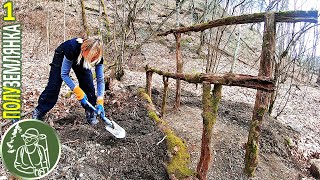 Одиночный поход ???? Строю Хижину-Полуземлянку в Горах Бушкрафт в горном лесу 1