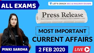 11:00AM - 2 February | Daily Current Affairs Live | Target Railways 2020 | Pinki Saroha