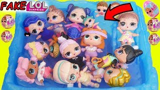 LOL Surprise Dolls in Fake Vs Real showdown at Pool!