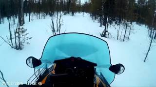 Ski Doo Skandic SWT 550 вдвоем с двумя гружеными санями