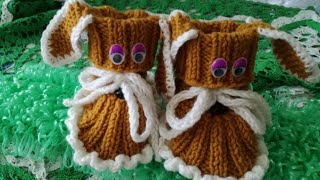 МОДНЫЕ пинетки - ЗВЕРЮШКИ спицами. Подробный МК.