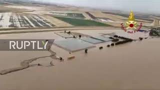 Italy: Aerial footage captures extent of floods in Apulia