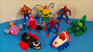 1995 MARVEL SPIDER-MAN SET OF 9 McDONALD'S HAPPY MEAL KID'S TOY'S VIDEO REVIEW