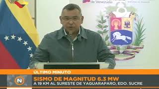 ¡Sismo de 6,3 Mw en Venezuela! Habla ministro de Relaciones Interiores, Nestor Reverol