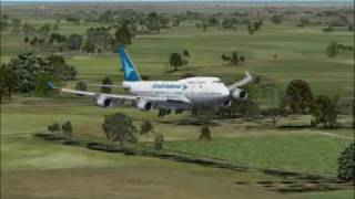 Garuda Indonesia Landing In soekarno hatta from Changi 747 PMDG FSX