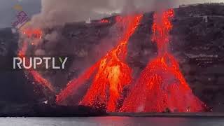 Spain: Lava from the La Palma volcano reaches Atlantic Ocean for second time