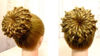 Пучок из волос на основе 4 х прядной косы. Видео урок 2. Hair donut bun
