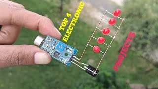 TOP 4 ELECTRONIC PROJECTS WITH TRANSISTOR BC547, SOLAR PANEL, SOUND SENSOR & BRIDGE RECTIFIER
