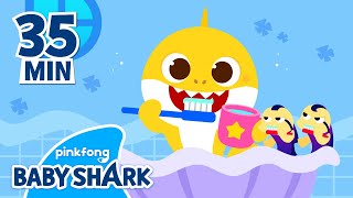 How to Brush and Floss Our Teeth? | +Compilation | Baby Shark Teeth 