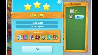 Pet Rescue Saga Level 1308    ※※※ NO BOOSTERS 無使用道具  ※※※