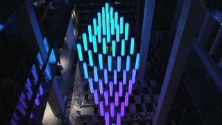 Crystal Chandelier - kinetic light sculpture with DMX winch motorized RGB led lights