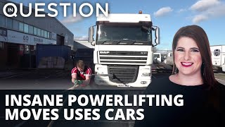 British teenager with insane powerlifting moves, uses cars