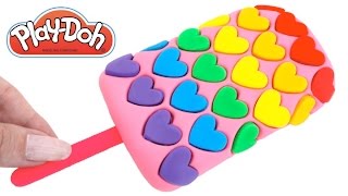 Play-Doh How to Make a Rainbow Heart Popsicle * Creative for Kids * RainbowLearning
