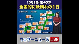 【夜の1分天気】10月3日(日)の天気予報 #Shorts