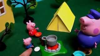 Мультфильм игрушками Свинка Пеппа Peppa Ночлег в палатке