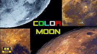 Color Moon. You haven't seen this yet! Video 4K. Telescope and amazing Space