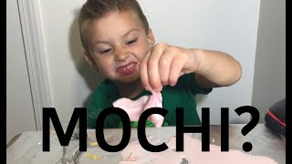 ASMR eating Mochi and a edible hairbrush (wear headphones)