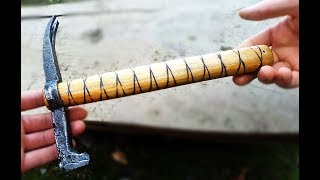 Hammer from Railroad Spike forging Молоток із залізничного костиля Ковка молотка из ЖД костыля