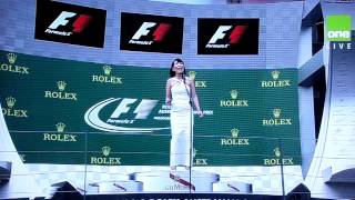 Dami Im sings Australian National Anthem Melbourne GP 2014