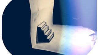 How to draw 3D- Optical illusion- stairs - Rysunek 3D- Iluzja optyczna- schody