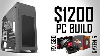 $1200 RYZEN 5 RX 580 Gaming PC Build 2017! [Budget 4K]