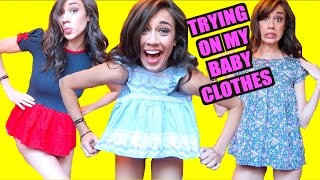 TRYING ON MY BABY CLOTHES!